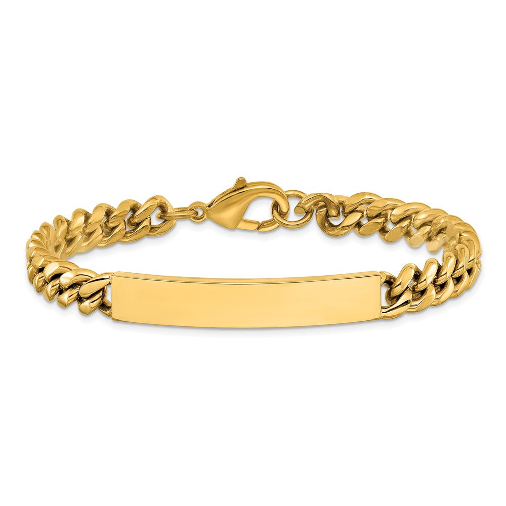 Chisel Stainless Steel Polished Yellow IP-plated Curb Link 8mm 8.5 inch ID Bracelet