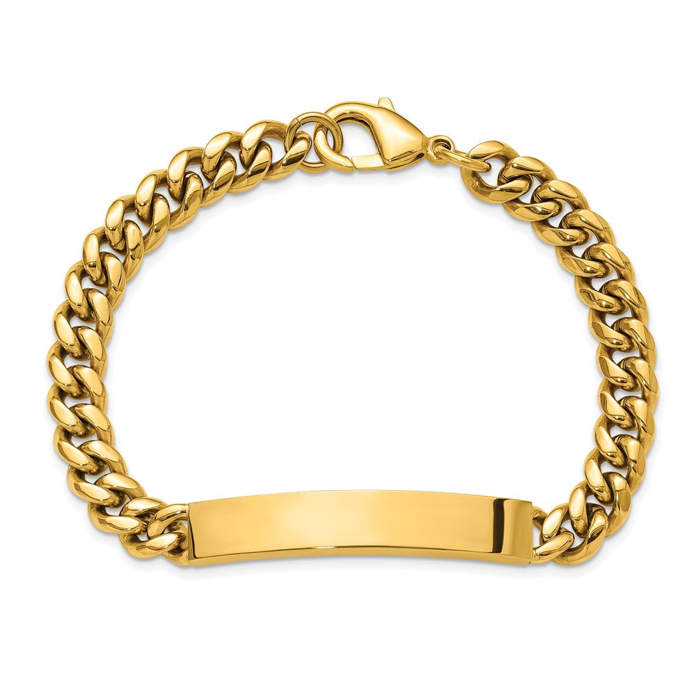 Chisel Stainless Steel Polished Yellow IP-plated Curb Link 8mm 8.5 inch ID Bracelet