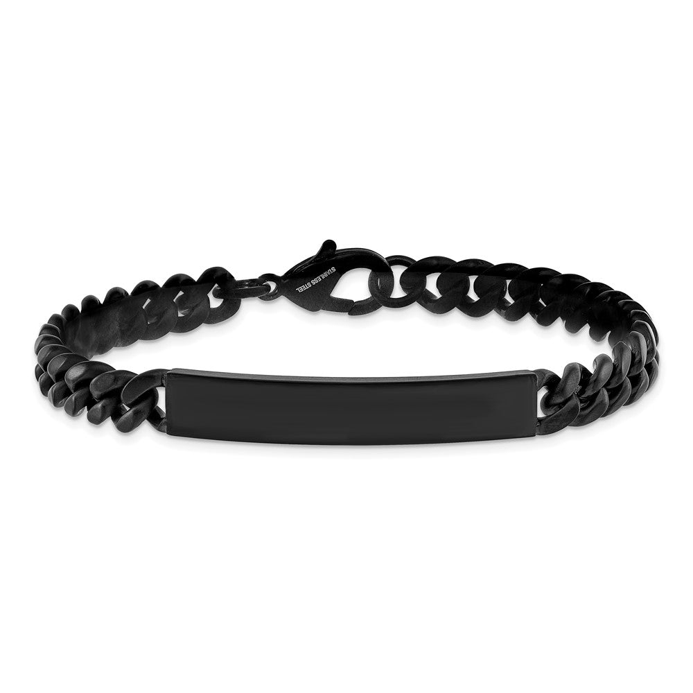 Chisel Stainless Steel Brushed Black IP-plated Curb Link 8mm 8.5 inch ID Bracelet