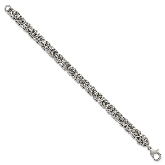 Chisel Stainless Steel Polished 8mm 8.5 inch Byzantine Link Bracelet