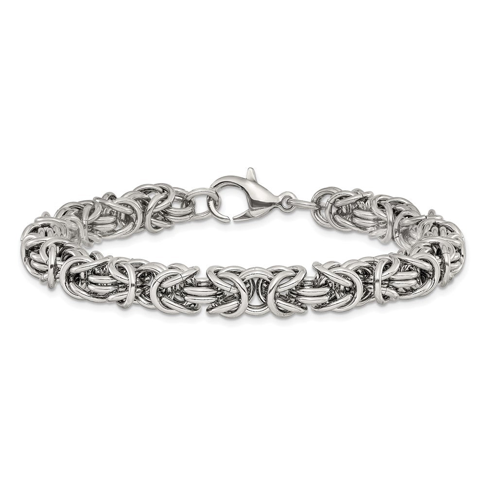 Chisel Stainless Steel Polished 8mm 8.5 inch Byzantine Link Bracelet