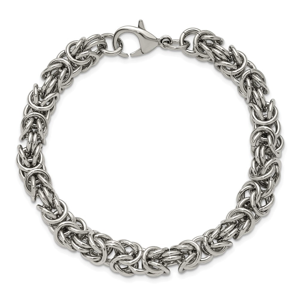 Chisel Stainless Steel Polished 8mm 8.5 inch Byzantine Link Bracelet