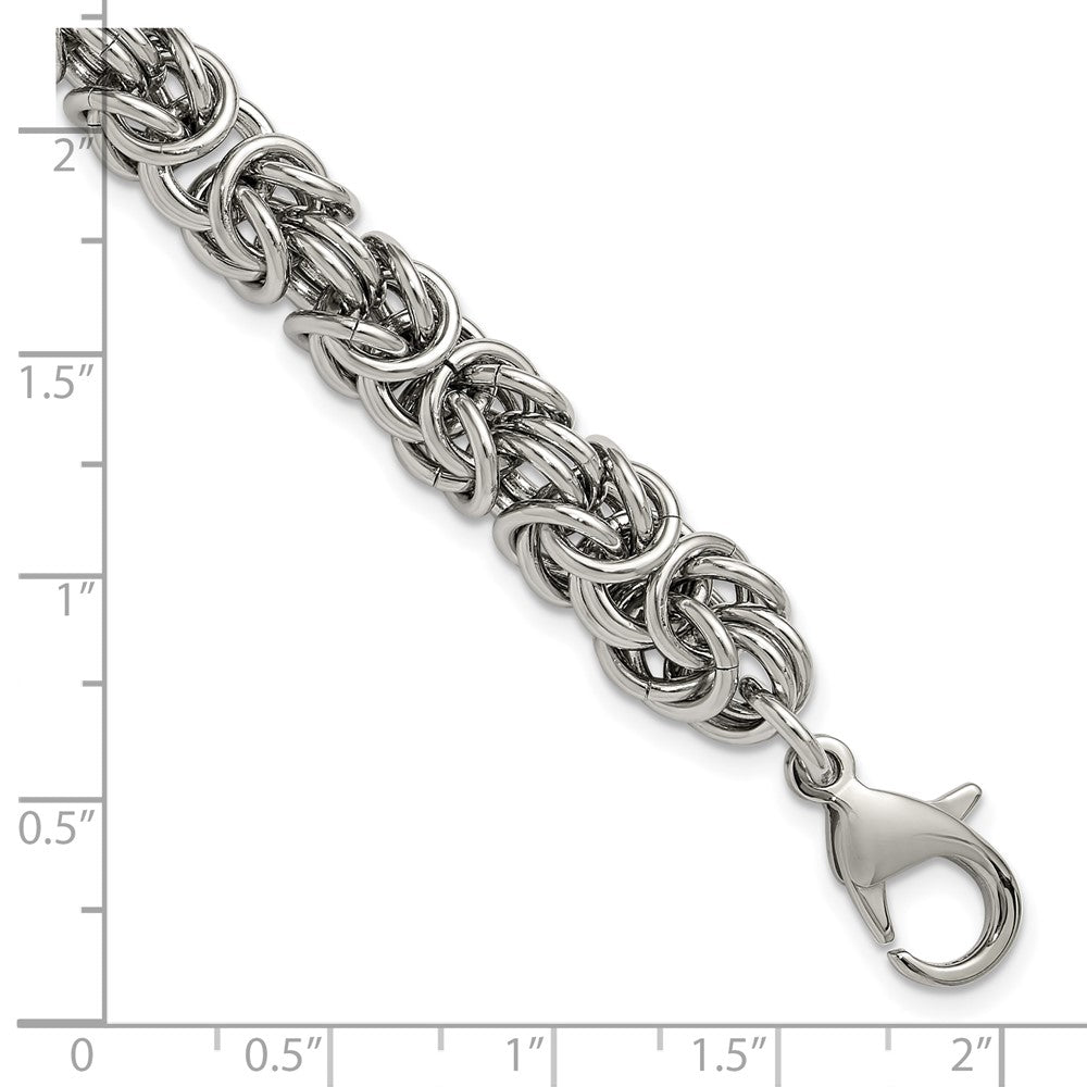 Chisel Stainless Steel Polished 8mm 8.5 inch Byzantine Link Bracelet