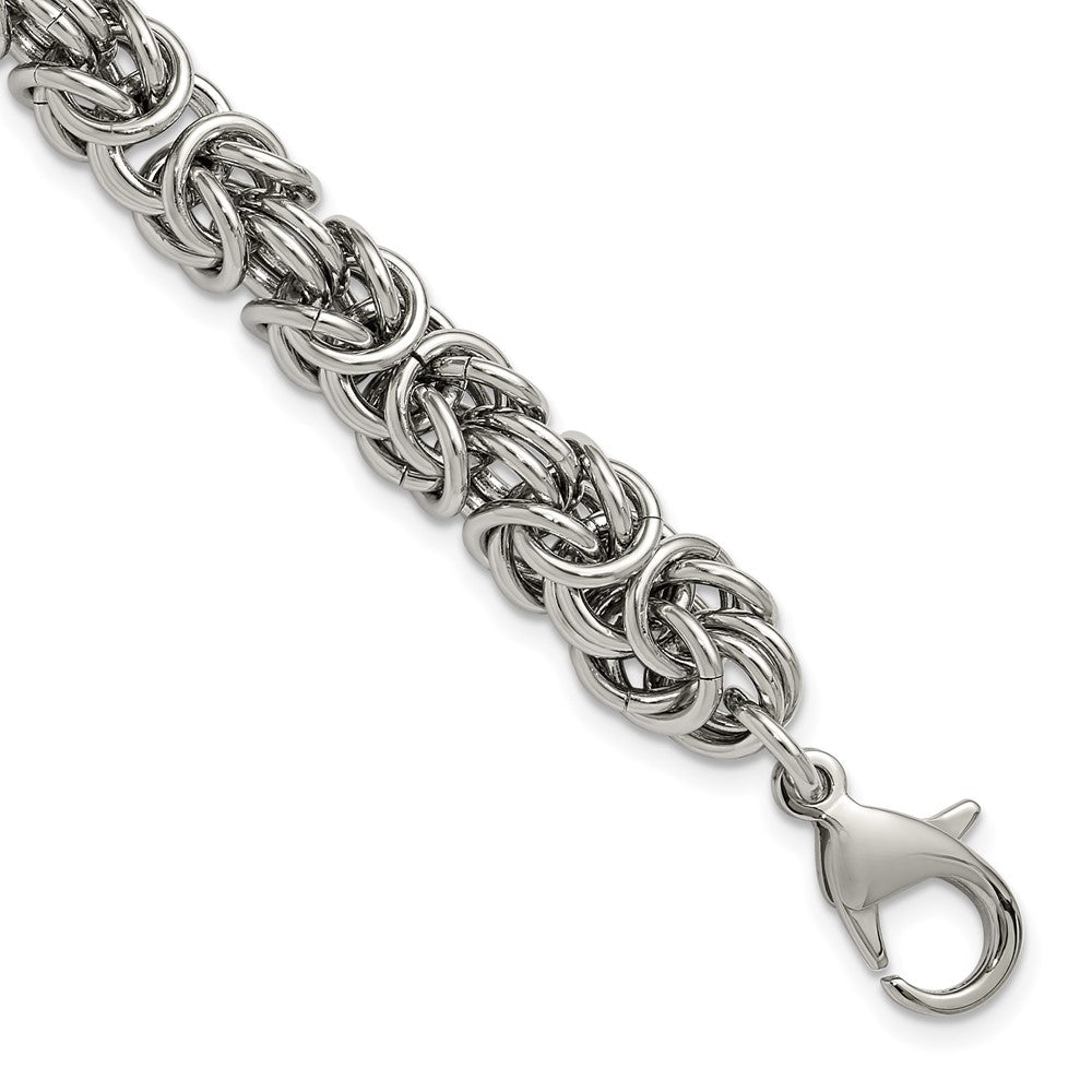 Chisel Stainless Steel Polished 8mm 8.5 inch Byzantine Link Bracelet