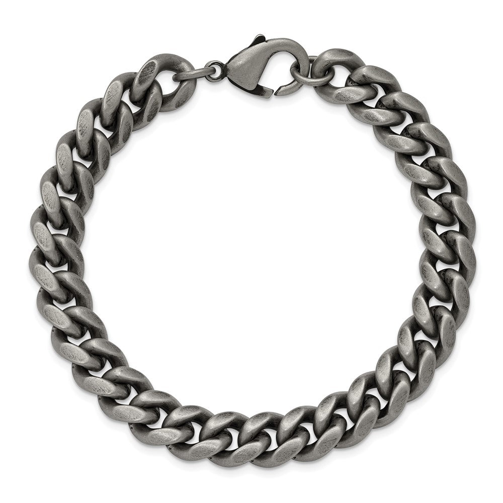 Chisel Stainless Steel Antiqued and Brushed 10mm 8.5 inch Curb Link Bracelet
