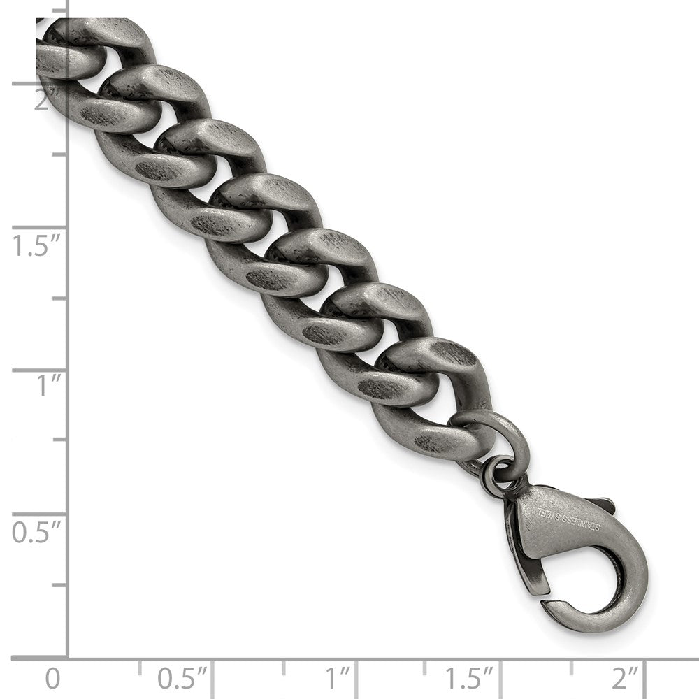 Chisel Stainless Steel Antiqued and Brushed 10mm 8.5 inch Curb Link Bracelet