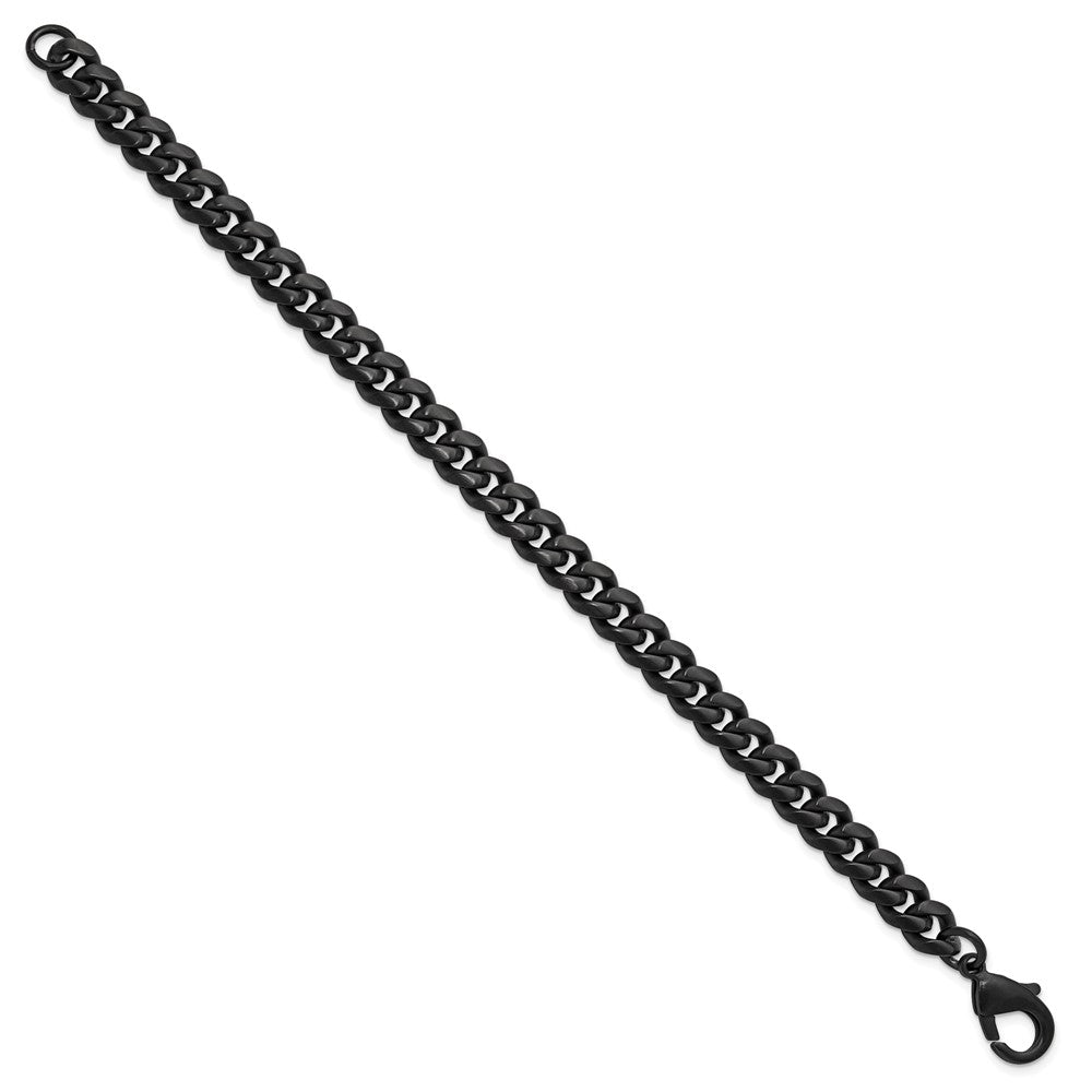 Chisel Stainless Steel Polished 8mm Black IP-plated 8.5 inch Curb Link Bracelet