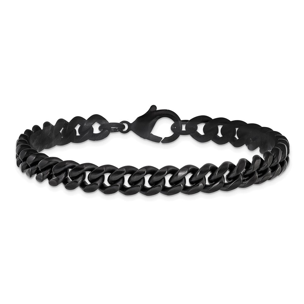 Chisel Stainless Steel Polished 8mm Black IP-plated 8.5 inch Curb Link Bracelet