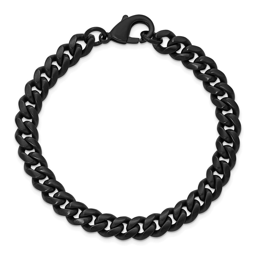 Chisel Stainless Steel Polished 8mm Black IP-plated 8.5 inch Curb Link Bracelet