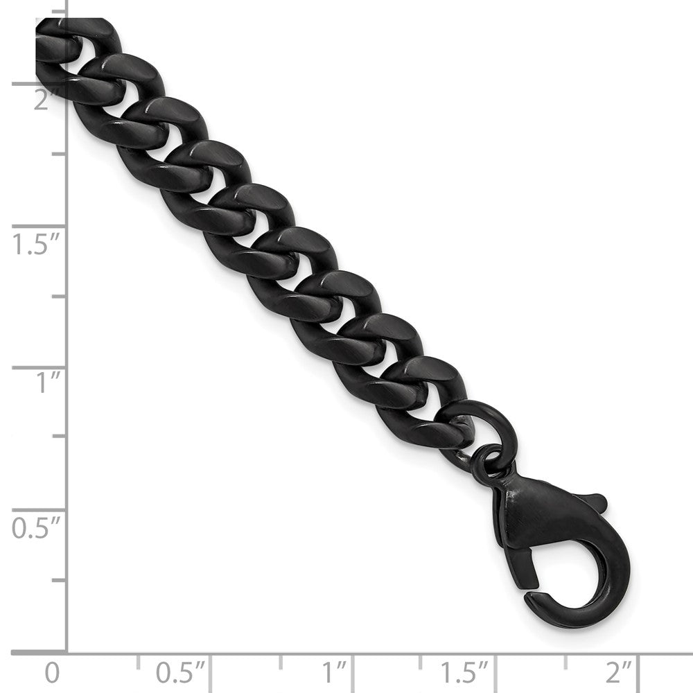 Chisel Stainless Steel Polished 8mm Black IP-plated 8.5 inch Curb Link Bracelet