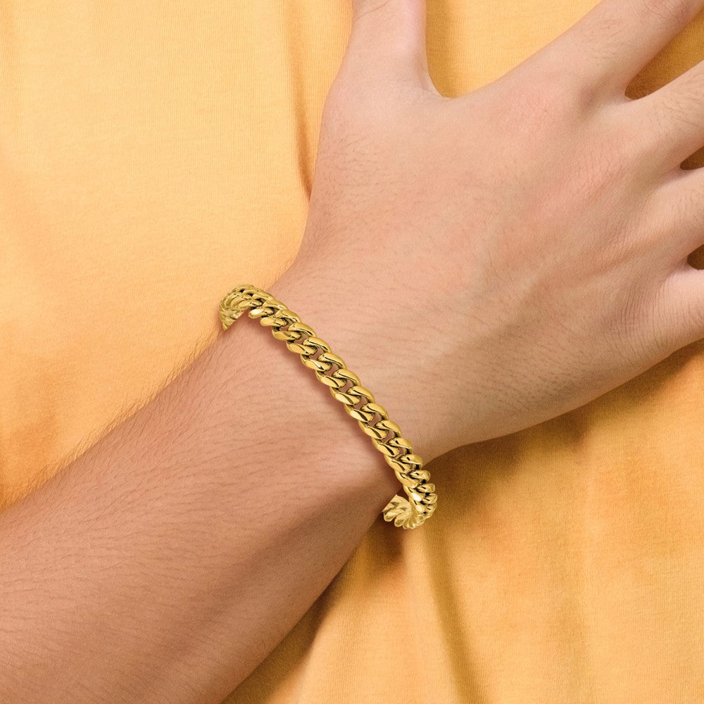 Chisel Stainless Steel Polished 8mm Yellow IP-plated 8.5 inch Curb Link Bracelet