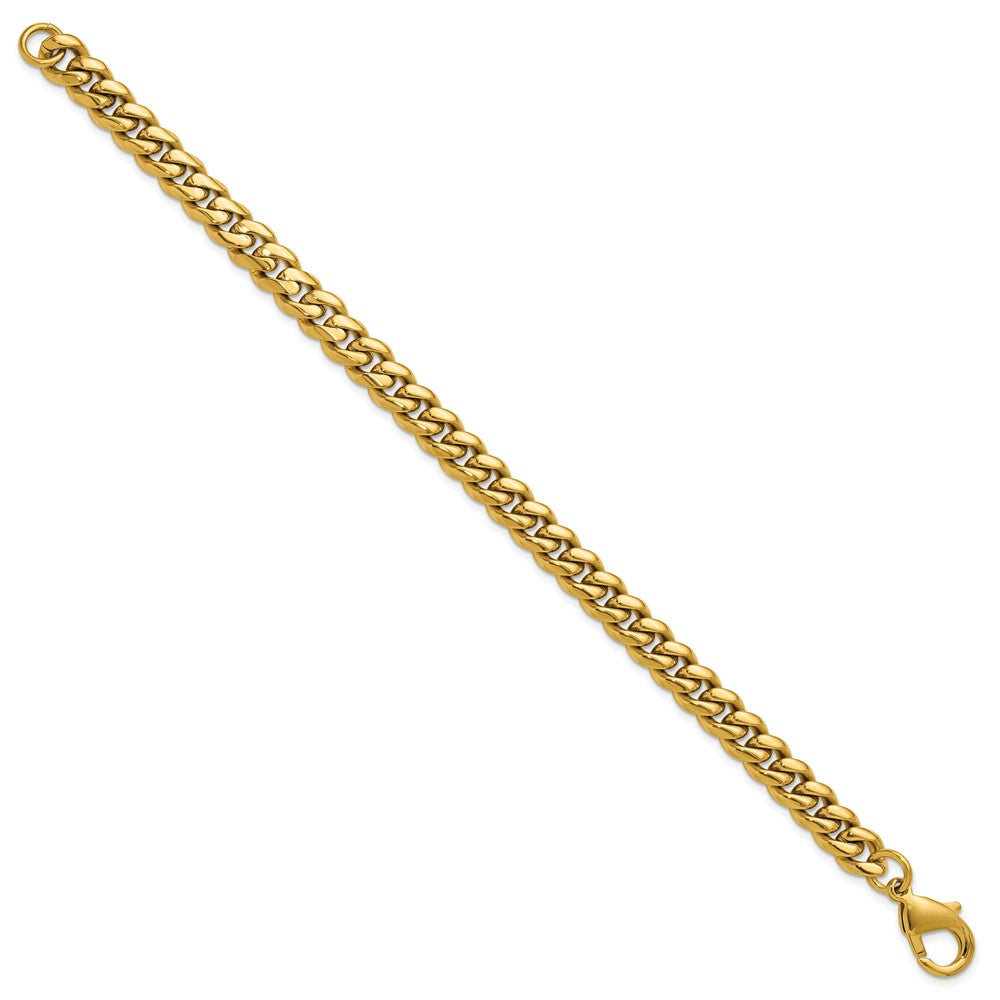 Chisel Stainless Steel Polished 8mm Yellow IP-plated 8.5 inch Curb Link Bracelet