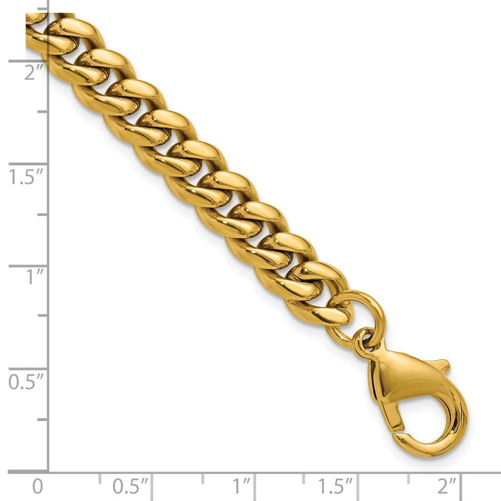 Chisel Stainless Steel Polished 8mm Yellow IP-plated 8.5 inch Curb Link Bracelet