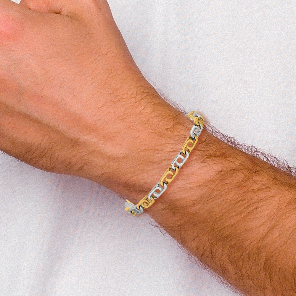 Chisel Stainless Steel Polished Yellow IP-plated 6mm 8.5 inch Anchor Chain Bracelet