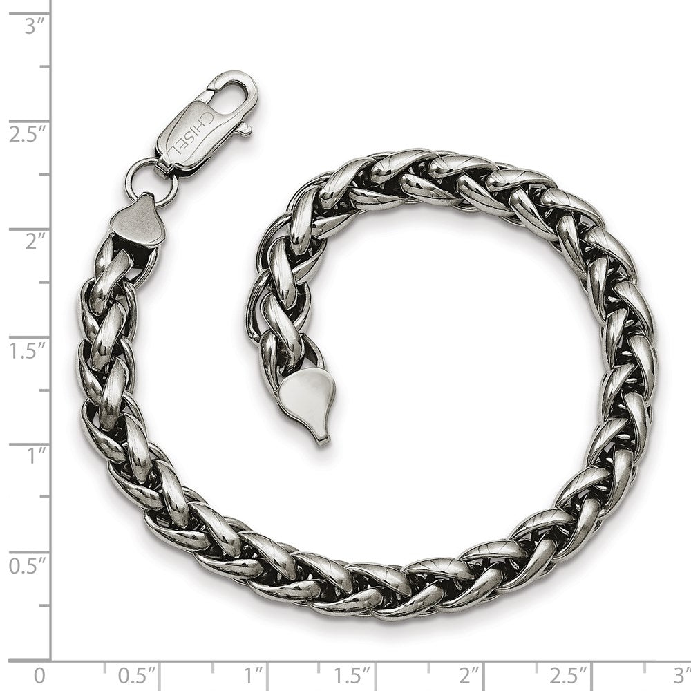 Chisel Stainless Steel Polished 8.5 inch Wheat Chain Bracelet