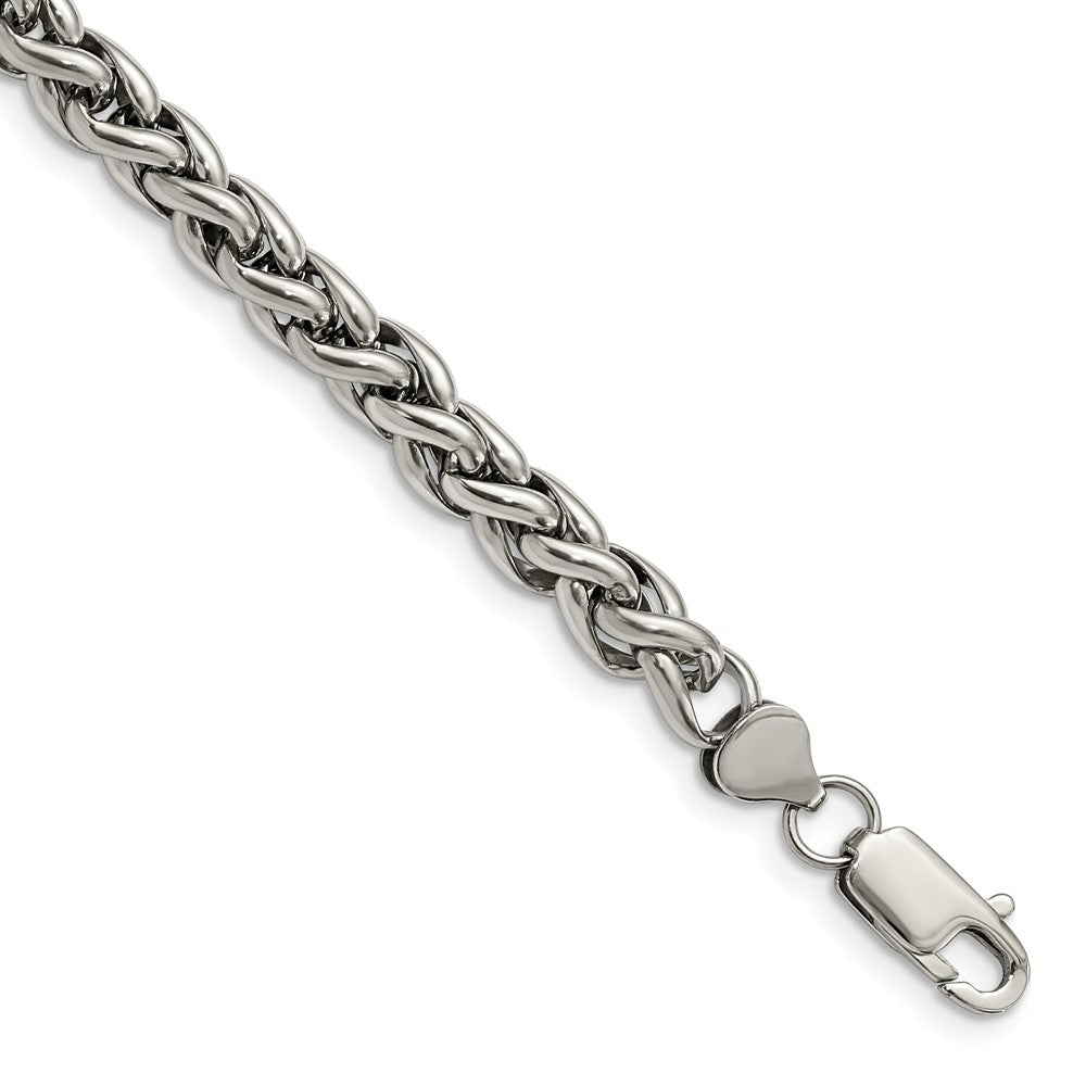 Chisel Stainless Steel Polished 8.5 inch Wheat Chain Bracelet