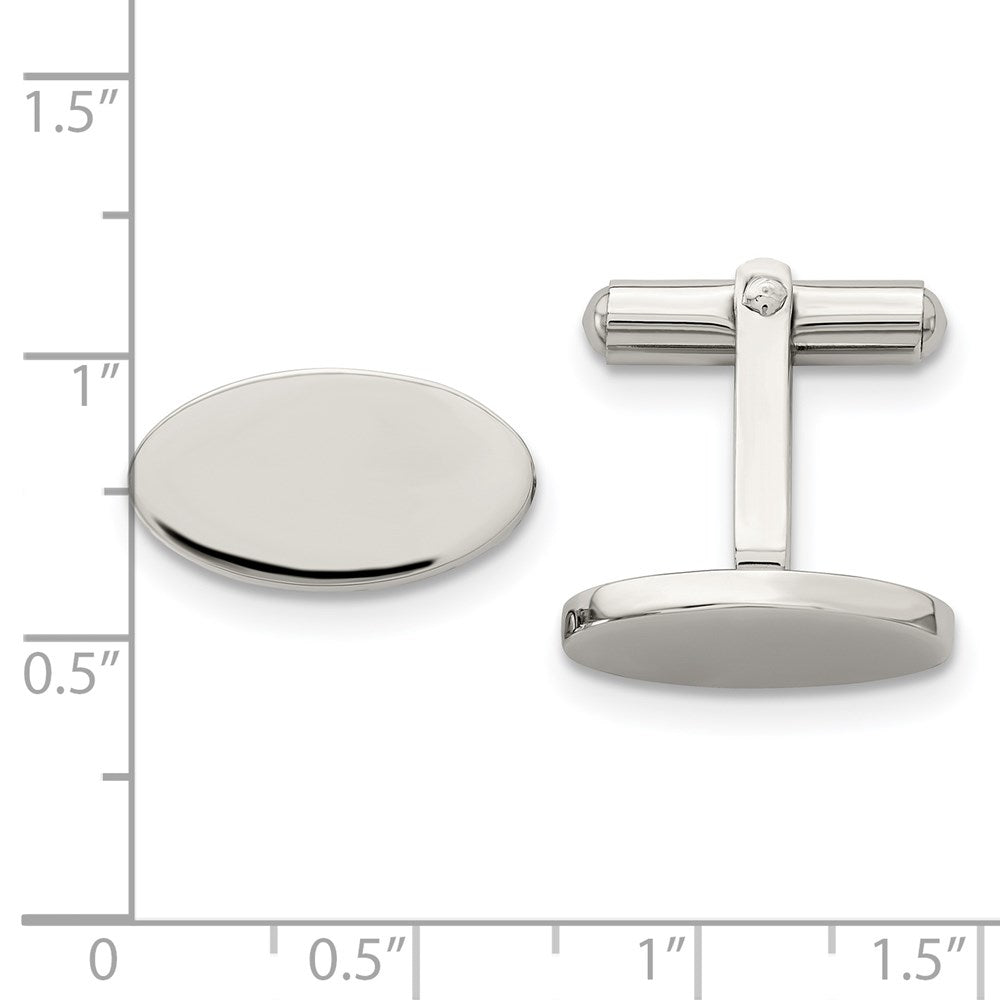 Chisel Stainless Steel Polished Oval Cufflinks
