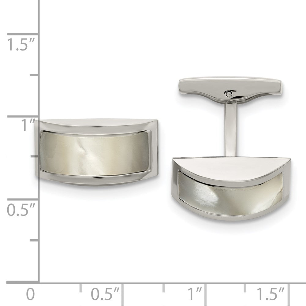 Chisel Stainless Steel Polished Mother of Pearl Cufflinks
