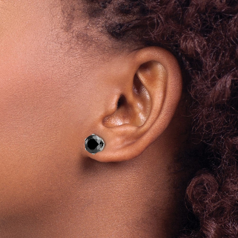 Chisel Stainless Steel Polished 8mm Black Round CZ Stud Post Earrings