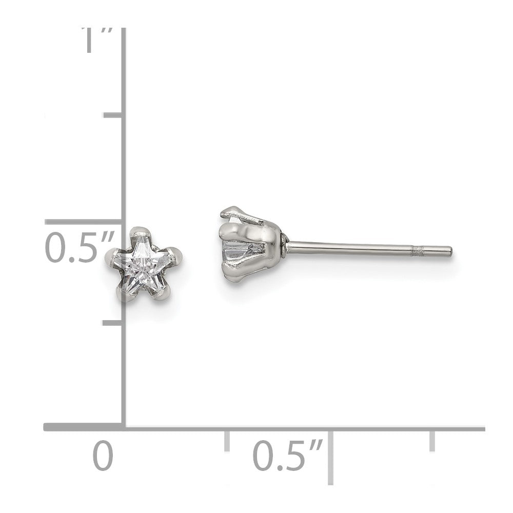 Chisel Stainless Steel Polished 4mm Star CZ Stud Post Earrings
