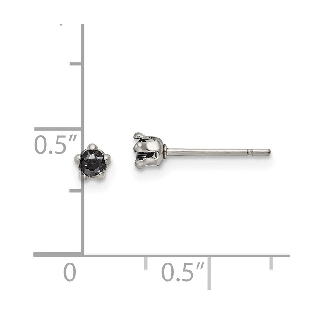 Chisel Stainless Steel Polished 3mm Black Star CZ Stud Post Earrings