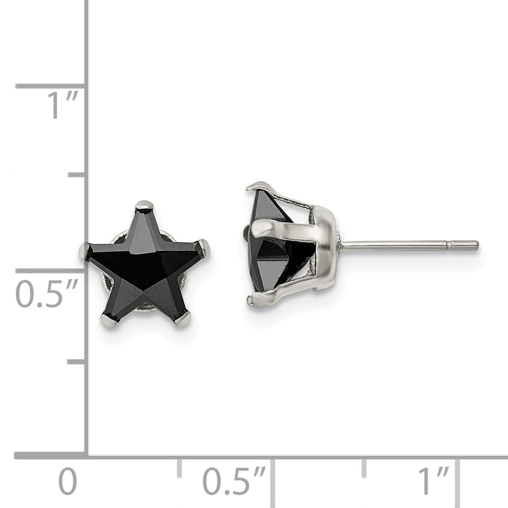 Chisel Stainless Steel Polished 8mm Black Star CZ Stud Post Earrings