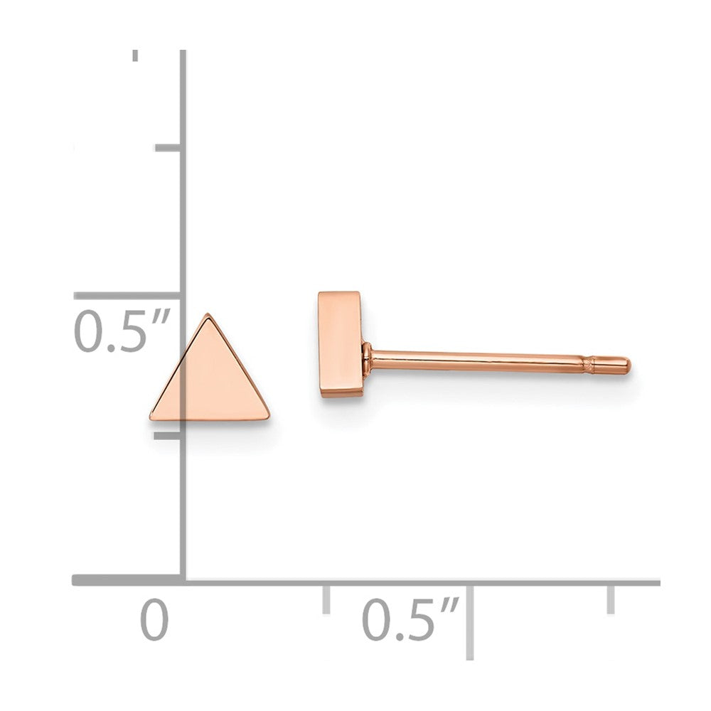 Chisel Stainless Steel Polished Rose IP-plated Triangle Post Earrings