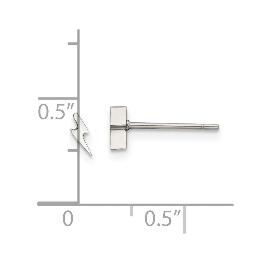 Chisel Stainless Steel Polished Lightning Bolt Post Earrings