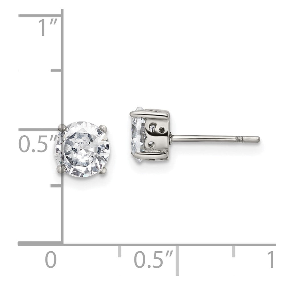 Chisel Stainless Steel Polished CZ Post Earrings
