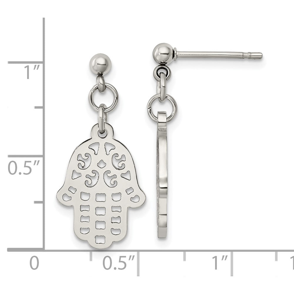 Chisel Stainless Steel Polished Chamseh/Hamsa Post Dangle Earrings