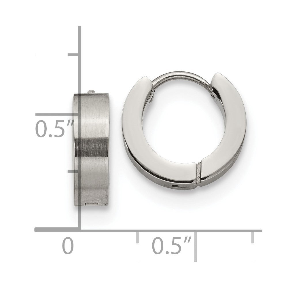 Chisel Stainless Steel Brushed and Polished 4mm Hinged Hoop Earrings