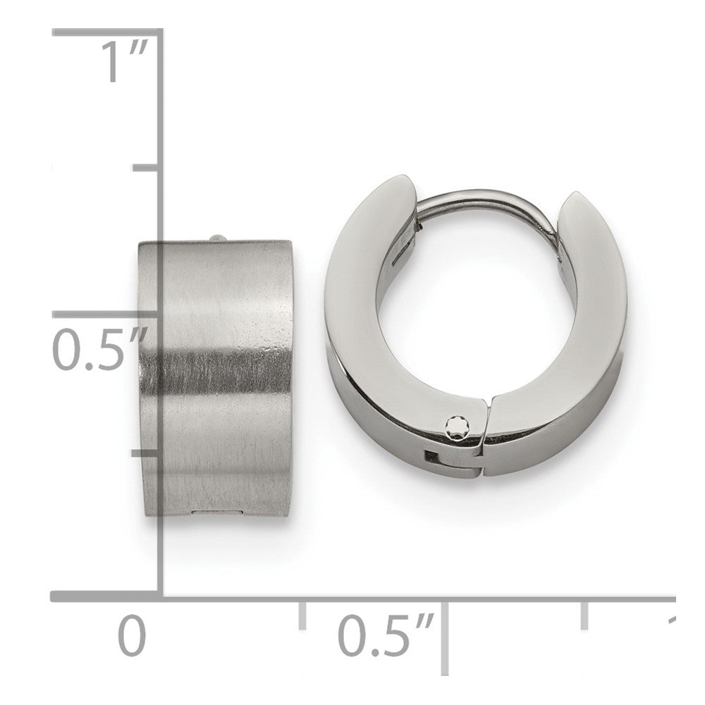 Chisel Stainless Steel Brushed and Polished 7mm Hinged Hoop Earrings