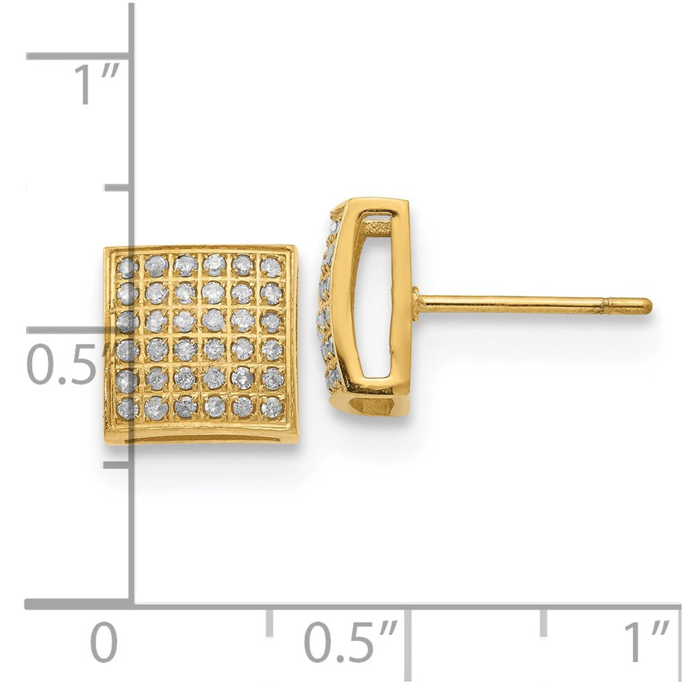 Chisel Stainless Steel Polished Yellow IP-plated with 3/8 Carat Diamond Square Post Earrings