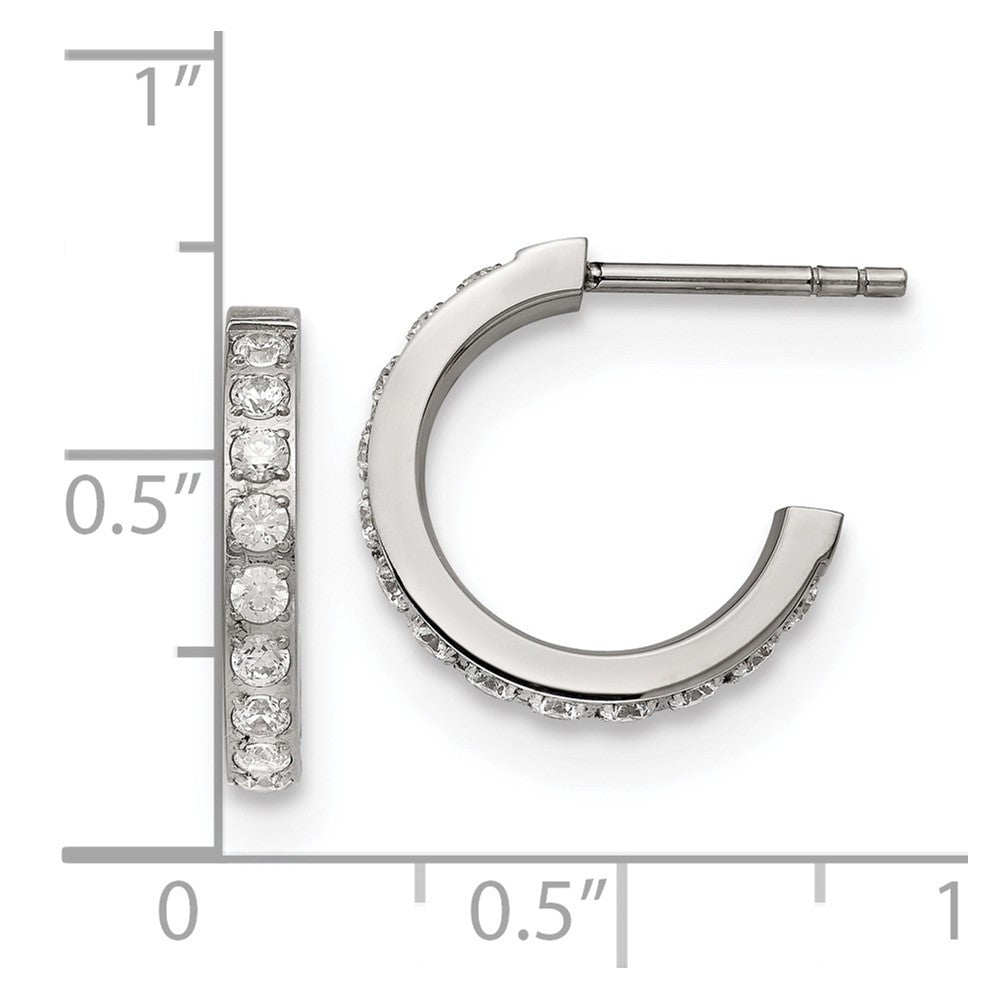Chisel Stainless Steel Polished with CZ Post Hoop Earrings