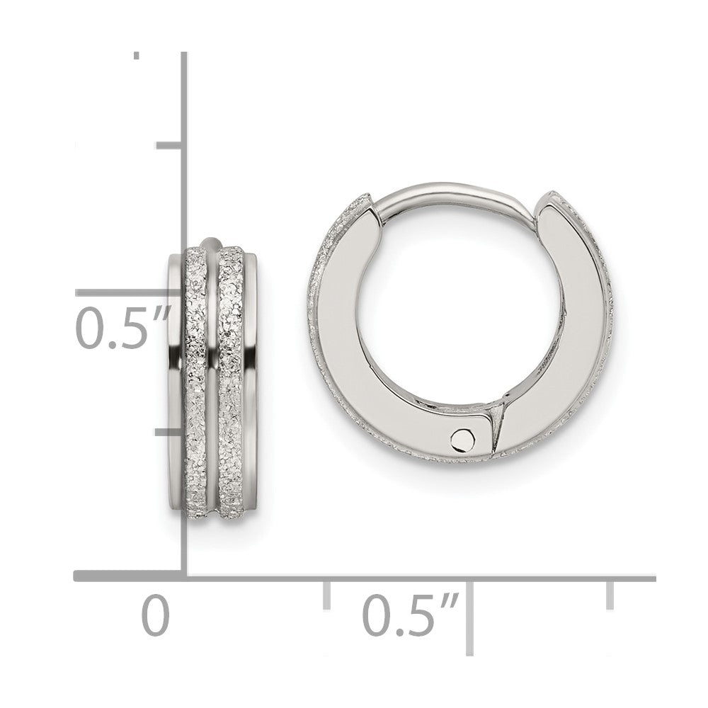 Chisel Stainless Steel Polished Laser cut 4mm Hinged Hoop Earrings
