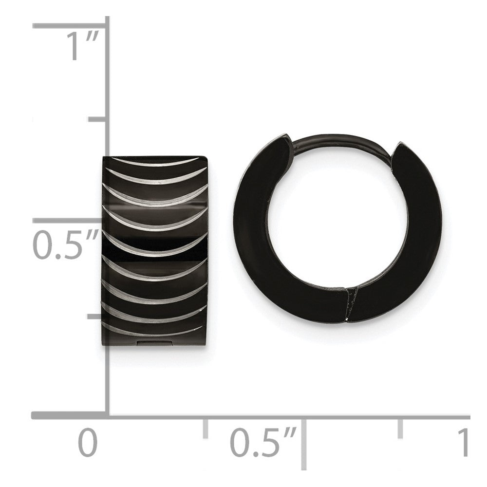 Chisel Stainless Steel Polished Black IP-plated 7mm Hinged Hoop Earrings