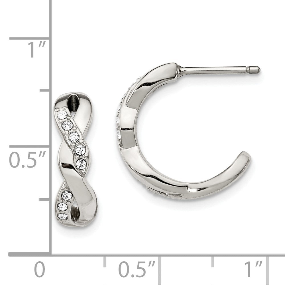 Chisel Stainless Steel Polished with Crystals Post Hoop Earrings