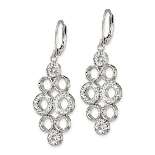 Chisel Stainless Steel Polished with Preciosa Crystal Circles Dangle Leverback Earrings