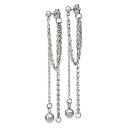 Chisel Stainless Steel Polished Multi Chain Front and Back Post Dangle Earrings