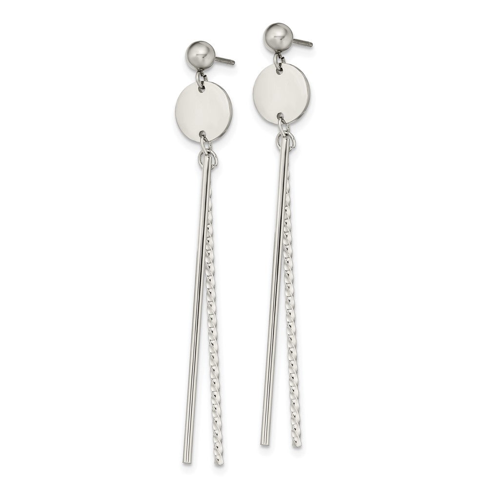 Chisel Stainless Steel Polished Disc and Bars Post Dangle Earrings