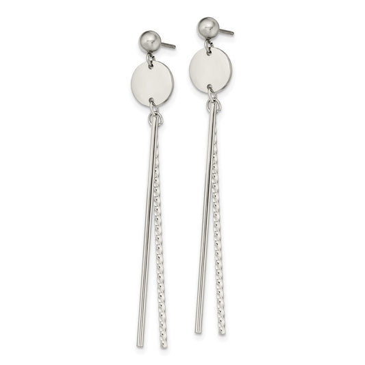 Chisel Stainless Steel Polished Disc and Bars Post Dangle Earrings