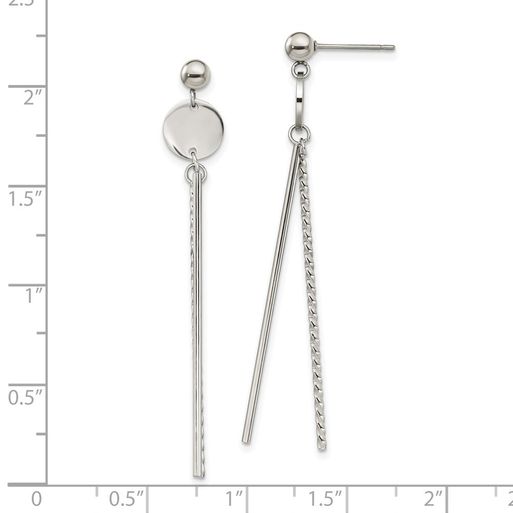 Chisel Stainless Steel Polished Disc and Bars Post Dangle Earrings