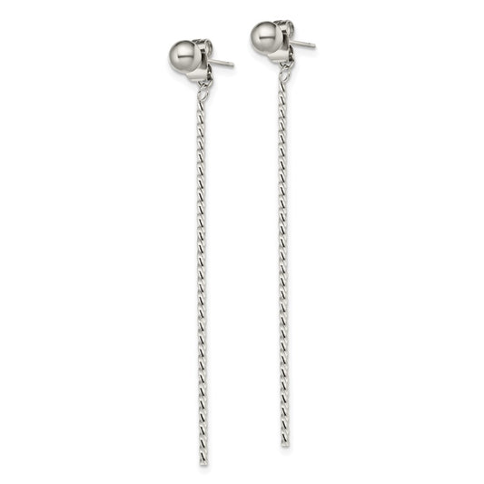 Chisel Stainless Steel Polished Bar Front and Back Post Dangle Earrings