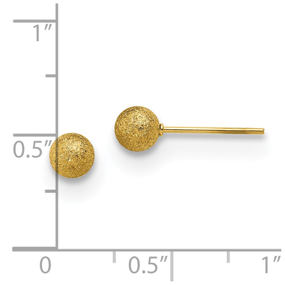 Chisel Stainless Steel Polished Laser cut Yellow IP-plated 5mm Ball Post Earrings