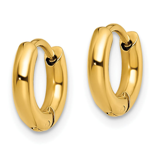 Chisel Stainless Steel Polished Yellow IP-plated 2.5mm Hinged Hoop Earrings