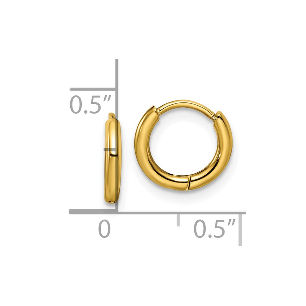 Chisel Stainless Steel Polished Yellow IP-plated 1.6mm Hinged Hoop Earrings