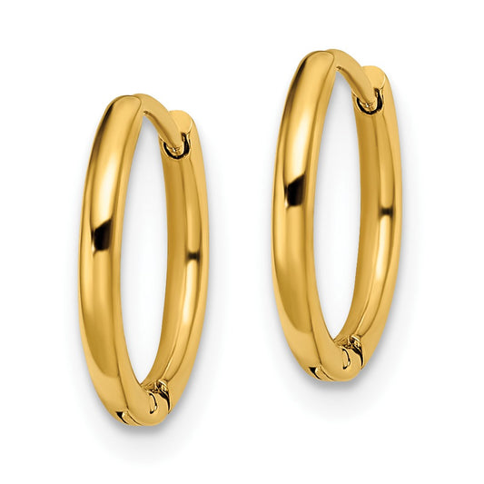 Chisel Stainless Steel Polished Yellow IP-plated 1.6mm Hinged Hoop Earrings