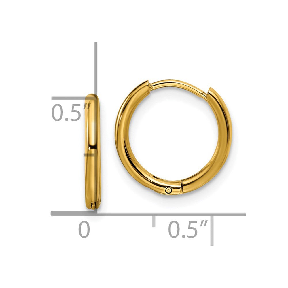Chisel Stainless Steel Polished Yellow IP-plated 1.6mm Hinged Hoop Earrings