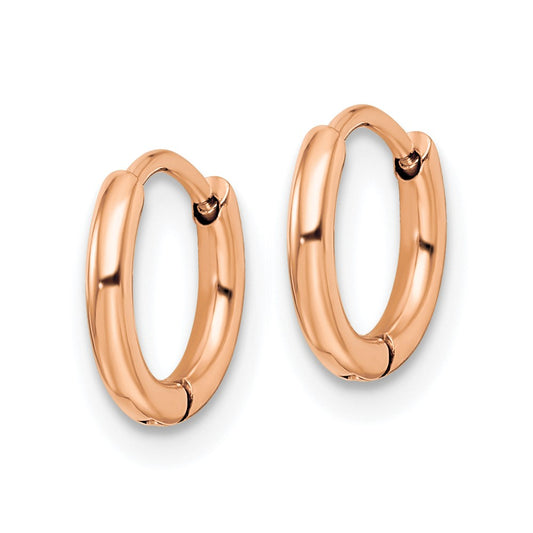 Chisel Stainless Steel Polished Rose IP-plated 1.6mm Hinged Hoop Earrings
