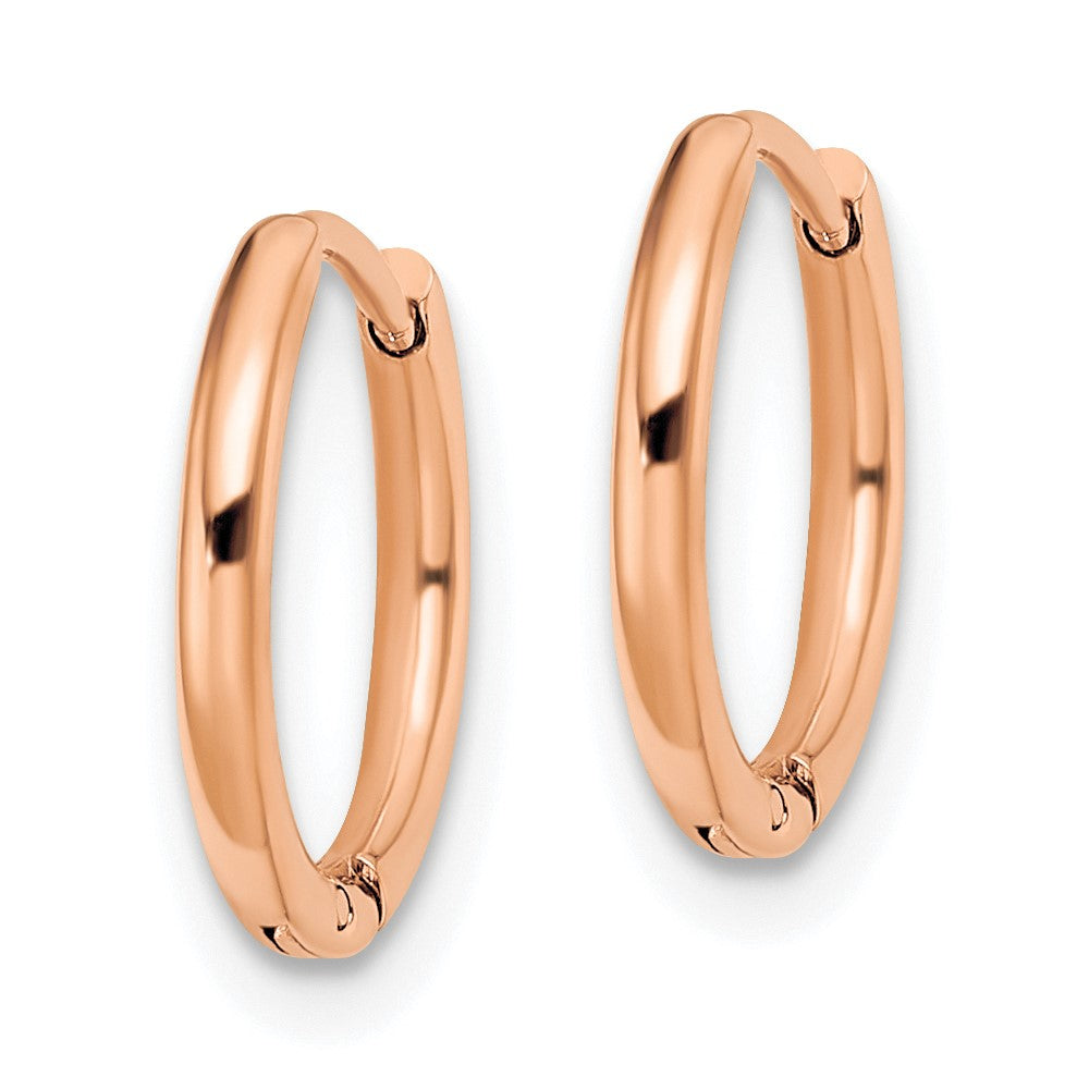 Chisel Stainless Steel Polished Rose IP-plated 1.6mm Hinged Hoop Earrings